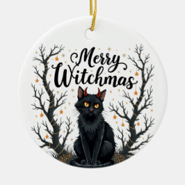 Merry Witchmas Black Cat Ornament セラミックオーナメント