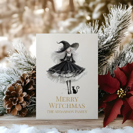 Merry Witchmas Dark Gothic Witch Holiday Card シーズンカード