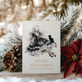Merry Witchmas Gothic Witch Custom Holiday Card シーズンカード