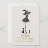 Merry Witchmas Standing Witch Custom Holiday Card シーズンカード (正面)