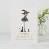 Merry Witchmas Standing Witch Custom Holiday Card シーズンカード (スタンド正面)