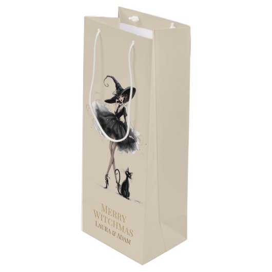 Merry Witchmas Wine Gift Box – Gothic Witch & Cat  ワインギフトバッグ (正面アングル)