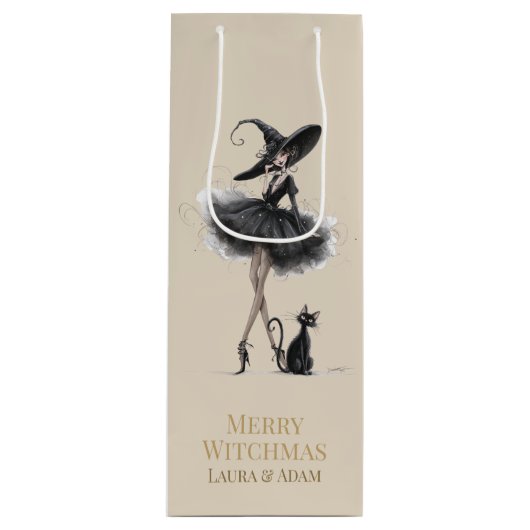 Merry Witchmas Wine Gift Box – Gothic Witch & Cat  ワインギフトバッグ (正面)