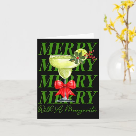 Merry With A Margarita Christmas Drinking Margarit カード (黄色い花)