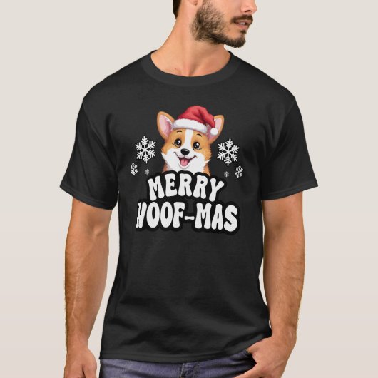 Merry Woof-Mas Welsh Corgi Dog Lover Jolly Festive Tシャツ (正面)