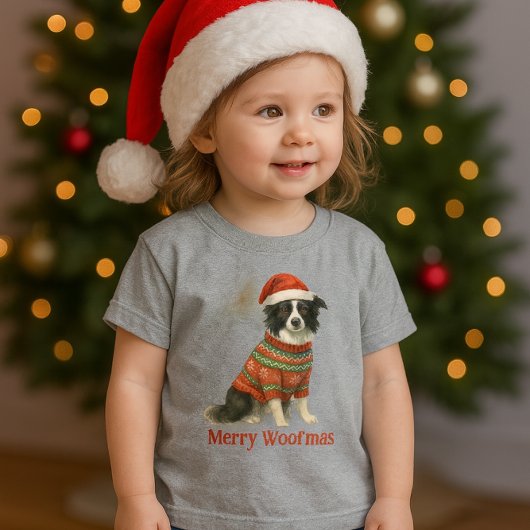 Merry Woofmas Border Collie Christmas  Tシャツ