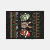 Merry Woofmas Christmas Dog Paws Leopard Ugly Swea フリースブランケット (正面(横))