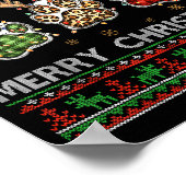 Merry Woofmas Christmas Dog Paws Leopard Ugly Swea ポスター (角)
