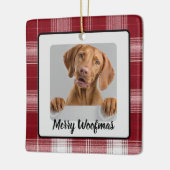Merry Woofmas Custom Dog Photo Christmas Ornament セラミックオーナメント (左)