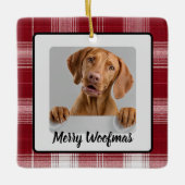 Merry Woofmas Custom Dog Photo Christmas Ornament セラミックオーナメント (正面)