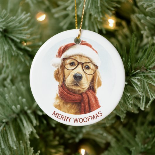 Merry Woofmas | Custom Dog Photo Ornament セラミックオーナメント (ツリー)
