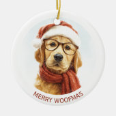 Merry Woofmas | Custom Dog Photo Ornament セラミックオーナメント (正面)