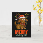 Merry Woofmas Dog Cute Christmas Lights Puppy Long カード (黄色い花)