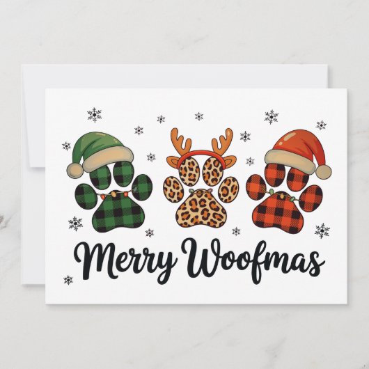 Merry Woofmas Dog Paw Christmas Cute Xmas Lights シーズンカード (正面)