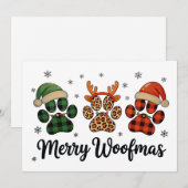 Merry Woofmas Dog Paw Christmas Cute Xmas Lights シーズンカード (正面/裏面)
