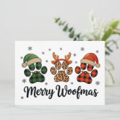 Merry Woofmas Dog Paw Christmas Cute Xmas Lights シーズンカード (スタンド正面)