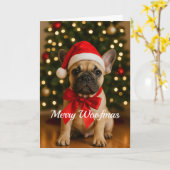 Merry Woofmas French Bulldog Christmas Card カード (黄色い花)