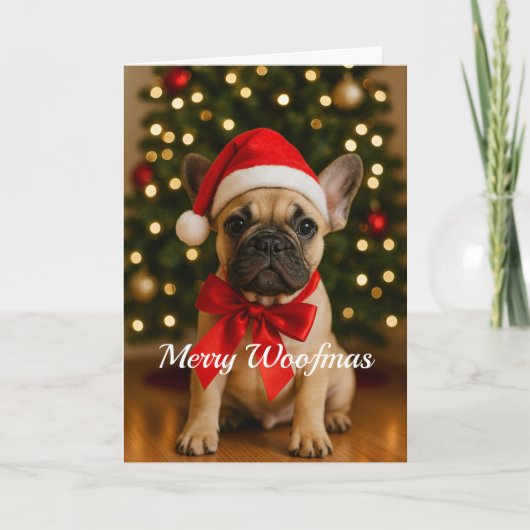 Merry Woofmas French Bulldog Christmas Card カード (正面)