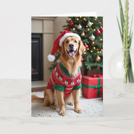 Merry Woofmas Golden Retriever カード (正面)