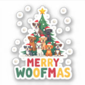 Merry Woofmas - Merry Christmas For Dog Lovers (1) シール (正面)