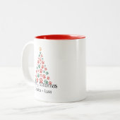 Merry Woofmas Mug – Paw Print Christmas Tree Cup  ツートーンマグカップ (正面左)