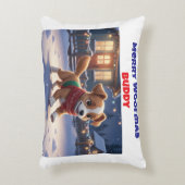 Merry Woofmas Personalized Dog Accent Pillow アクセントクッション (正面(垂直))