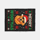 Merry Woofmas Ugly Christmas Jumper Xmas Dog Lover フリースブランケット (正面(横))