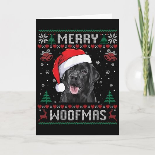 Merry Woofmas Ugly Sweater Black Lab Labrador Chri カード (正面)