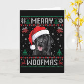 Merry Woofmas Ugly Sweater Black Lab Labrador Chri カード (黄色い花)