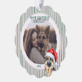 Merry Woofmas Watercolor German Shepherd オーナメントカード (左)