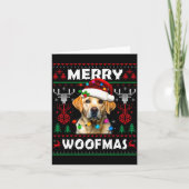 Merry Woofmas Yellow Labrador Christmas Ugly Sweat カード (正面)