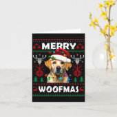 Merry Woofmas Yellow Labrador Christmas Ugly Sweat カード (黄色い花)