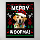 Merry Woofmas Yellow Labrador Christmas Ugly Sweat ポスター (正面)
