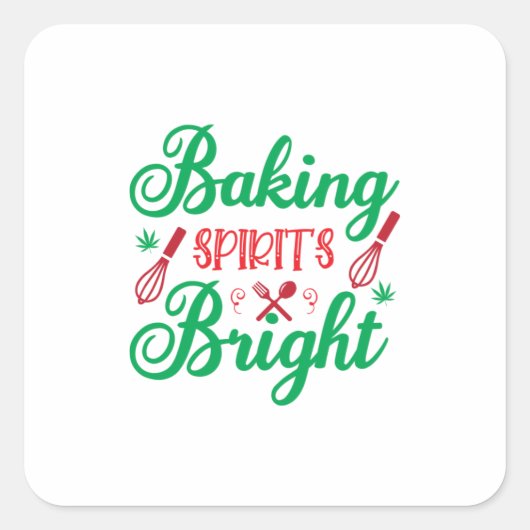 Merry Xmas Baking Spirits Bright スクエアシール (正面)