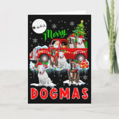 Merry Xmas Dog Santa Carrying Bull Terriers On Pic カード (正面)