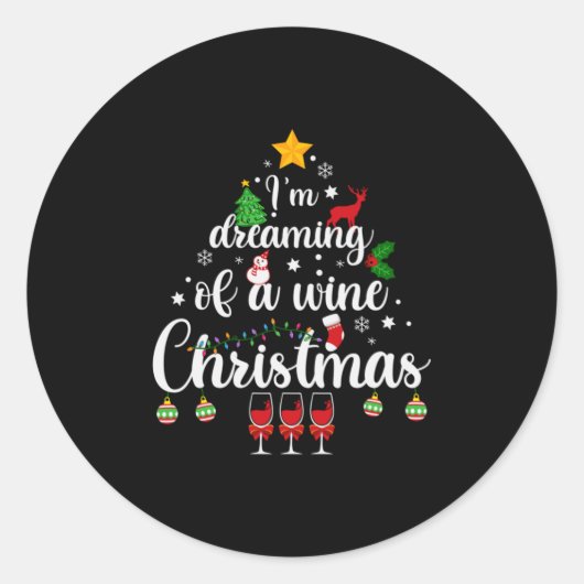Merry Xmas I Am Dreaming Of A Wine Christmas ラウンドシール (正面)