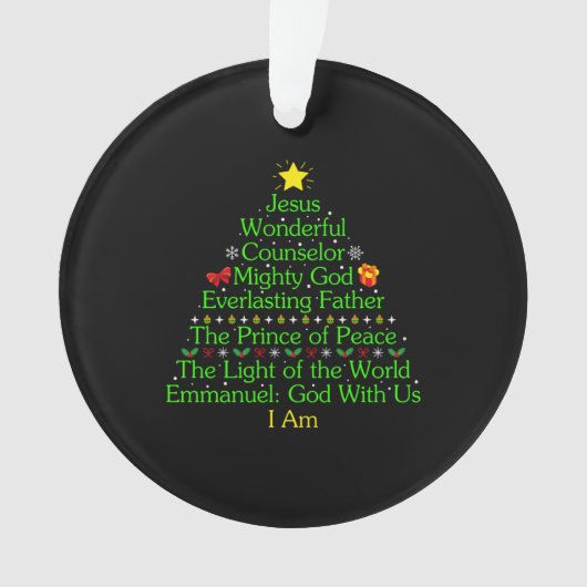 Merry Xmas Jesus Wonderful Counselor Mighty オーナメント (正面)