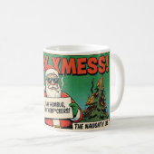 Merry Xmas Mess Funny Christmas Mug - Naughty Sant コーヒーマグカップ (正面右)