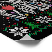 Merry Xmas Skeleton Ugly Sweater, Skull Wearing Sa ポスター (角)