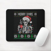 Merry Xmas Skeleton Ugly Sweater, Skull Wearing Sa マウスパッド (マウス)