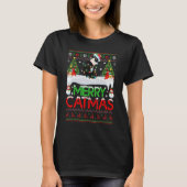 Merry Xmas Tree Lights Santa Ugly Black Cat Christ Tシャツ (正面)