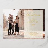 Merry Xmas Typography Transparency Overlay Photo 箔シーズンカード (正面)