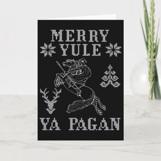 Merry Yule Ya Pagan Odin On Sleipnir Viking Christ カード (正面)
