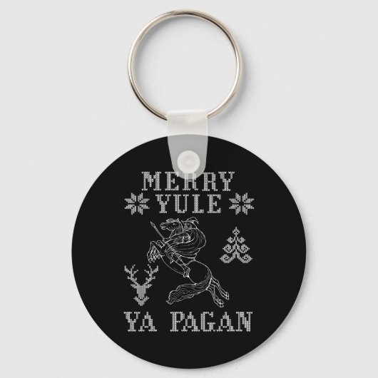 Merry Yule Ya Pagan Odin On Sleipnir Viking Christ キーホルダー (正面)
