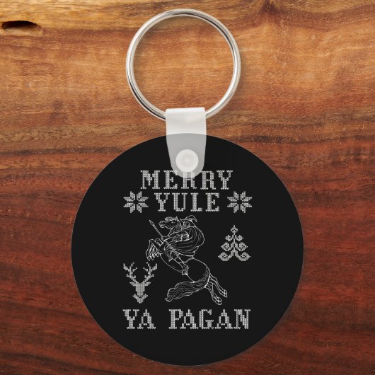 Merry Yule Ya Pagan Odin On Sleipnir Viking Christ キーホルダー (正面)