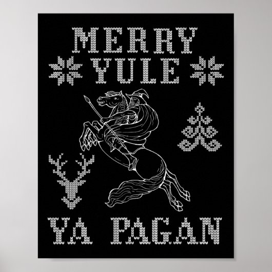 Merry Yule Ya Pagan Odin On Sleipnir Viking Christ ポスター (正面)