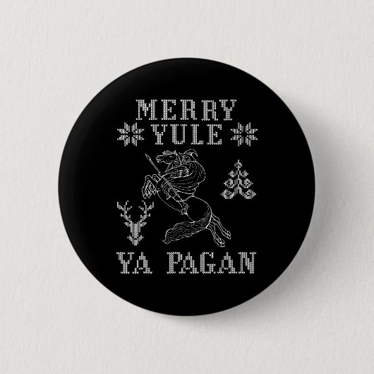 Merry Yule Ya Pagan Odin On Sleipnir Viking Christ 缶バッジ (正面)
