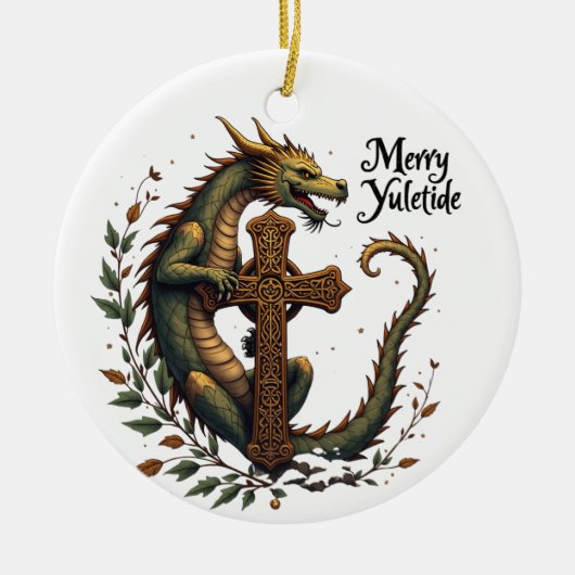 Merry Yuletide Dragon Ornament セラミックオーナメント (正面)