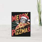 Merry Zzmas Christmas Cat Funny Zza Lover Xmas Cat カード (正面)