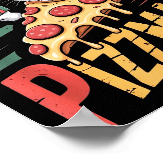 Merry Zzmas Christmas Cat Funny Zza Lover Xmas Cat ポスター (角)